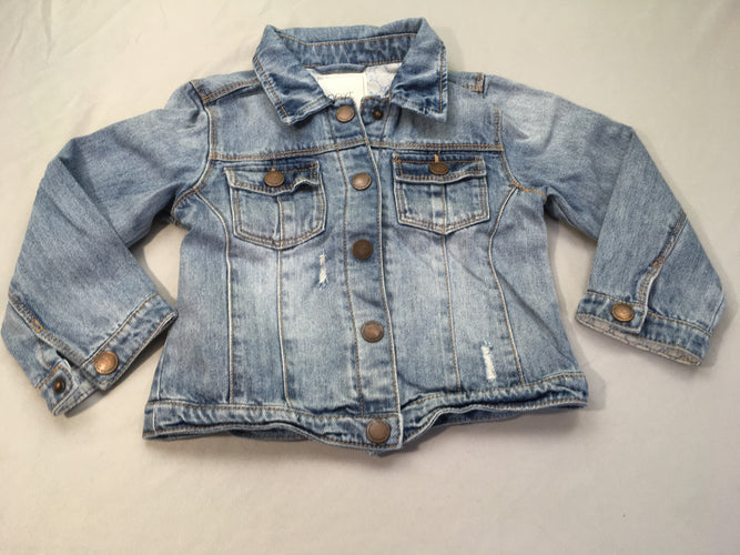Veste en jean effet erraillé, moins cher chez Petit Kiwi