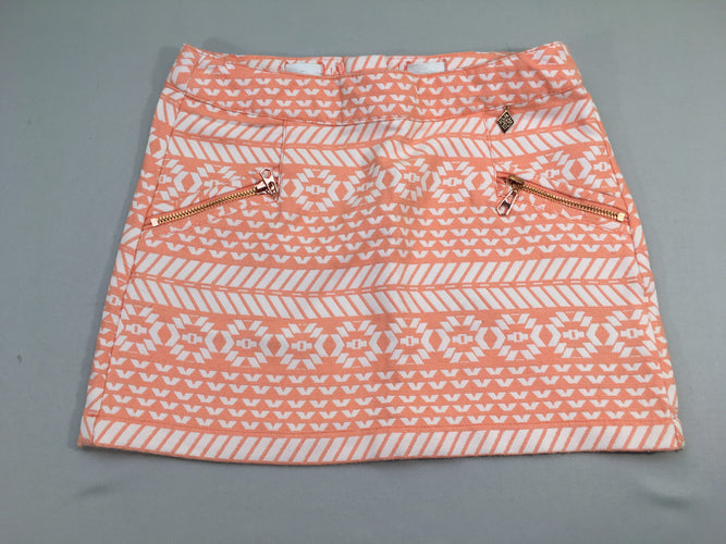 Jupe blanche motifs géométriques orange, moins cher chez Petit Kiwi