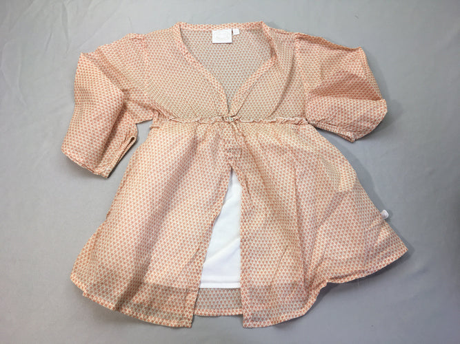 Robe m.l blanche fleurs terra cotta, moins cher chez Petit Kiwi