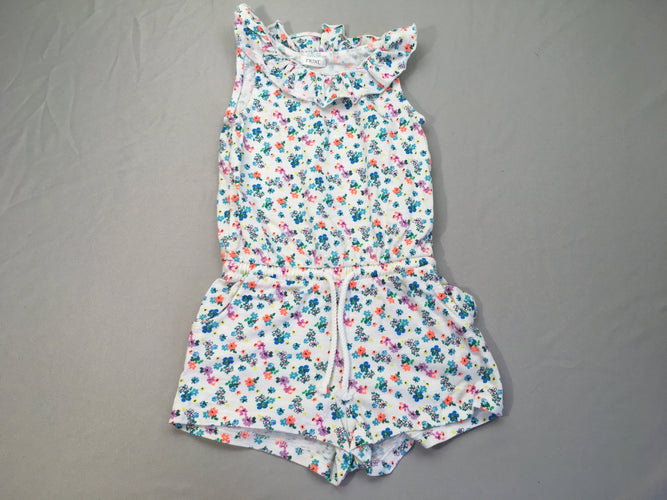 Combishort s.m jersey blanche fleurs multicolores, moins cher chez Petit Kiwi