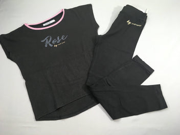 Pyjama 2pcs jersey noir/rose