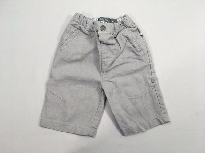 Pantalon gris 55% lin ajustable sur la longueur, moins cher chez Petit Kiwi