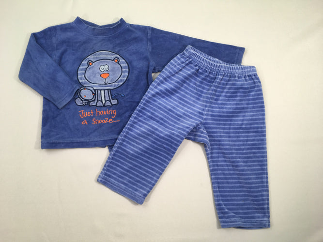 Pyjama 2pcs velours bleu chat espace, moins cher chez Petit Kiwi