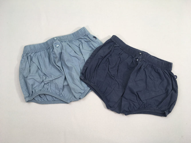 Lot de 2 shorts bloomer bleu marine/bleu, moins cher chez Petit Kiwi