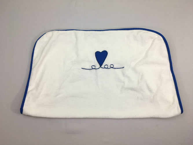 Housse éponge matelas à langer blanche   coeur bleu, moins cher chez Petit Kiwi