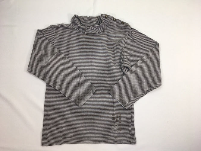 T-shirt m.l col roulé gris rayé, moins cher chez Petit Kiwi