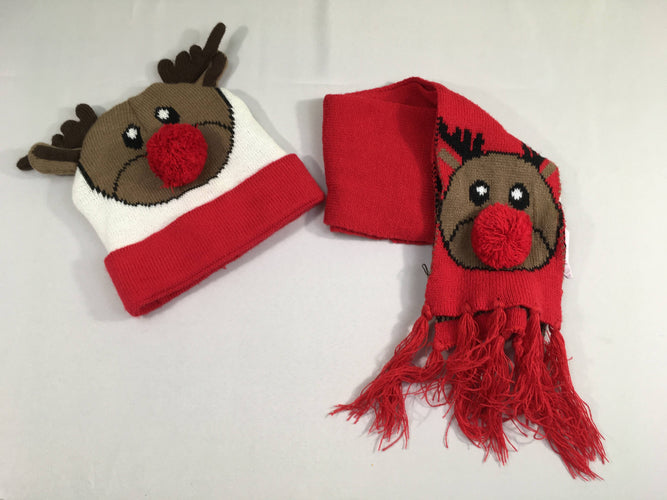 Bonnet + écharpe renne de Noël, moins cher chez Petit Kiwi