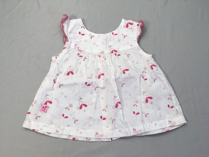 blouse s.m blanche motifs rose, moins cher chez Petit Kiwi
