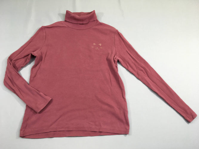 T-shirt col roulé rose côtes, moins cher chez Petit Kiwi