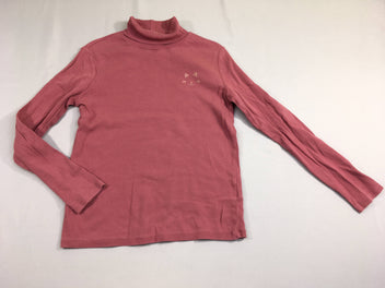 T-shirt col roulé rose côtes