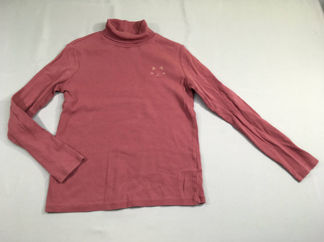 T-shirt col roulé rose côtes, moins cher chez Petit Kiwi