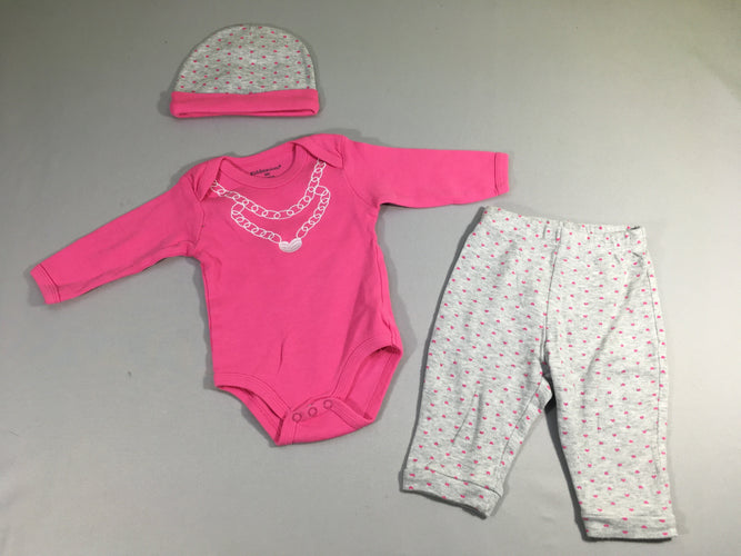 Body m.l rose + Pantalon jersey + bonnet, moins cher chez Petit Kiwi