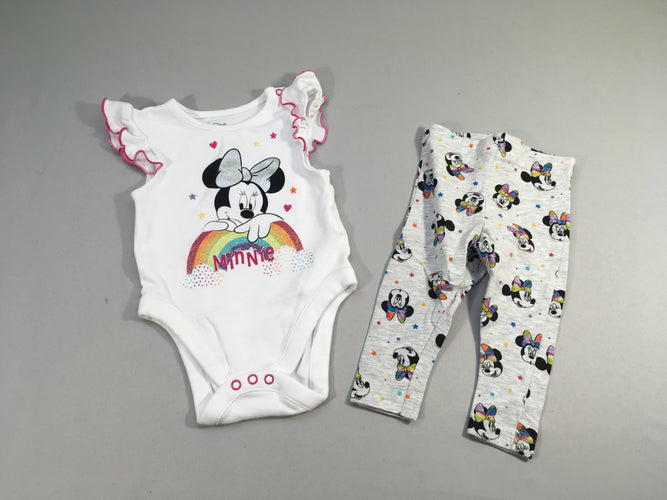 Body m.c blanc Minnie + Pantalon jersey, moins cher chez Petit Kiwi
