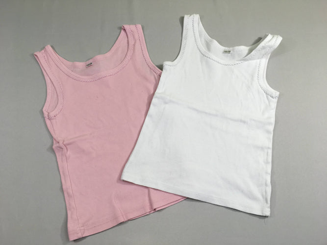 2 chemisettes s.m blanc/rose, moins cher chez Petit Kiwi