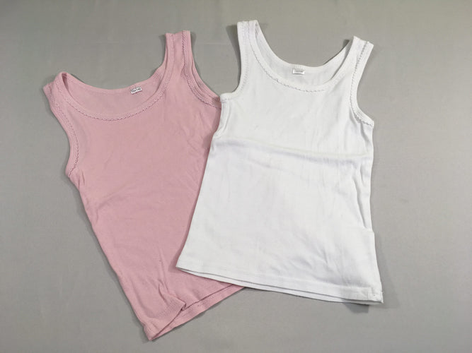 2 chemisettes s.m blanc/rose, moins cher chez Petit Kiwi