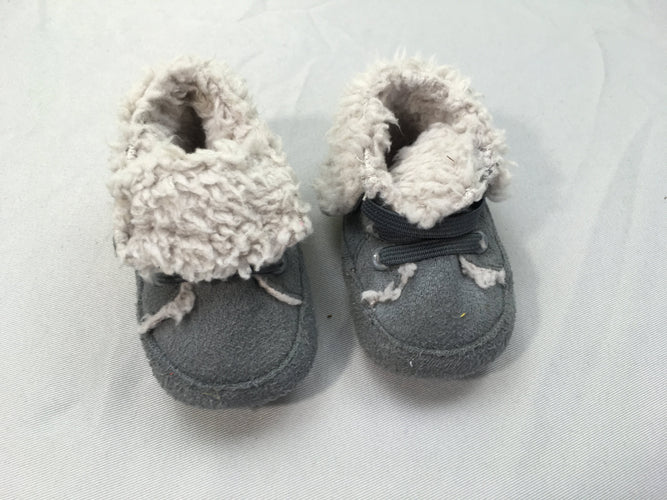 Chaussons souples gris fourrés, 15-16, moins cher chez Petit Kiwi