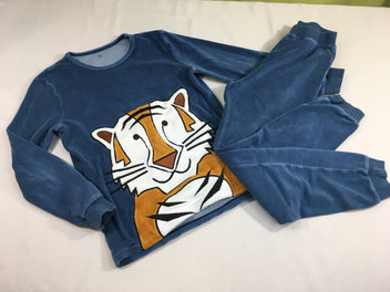 Pyjama 2pcs velours bleu tigre