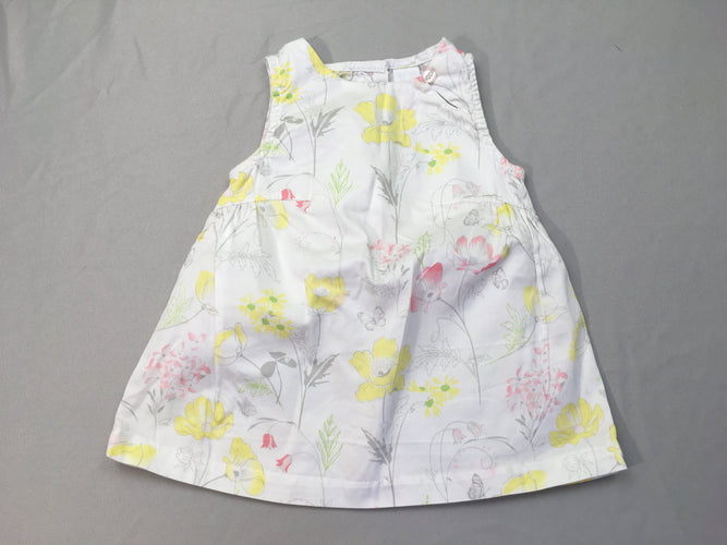 Robe s.m blanche fleurs jaune, moins cher chez Petit Kiwi