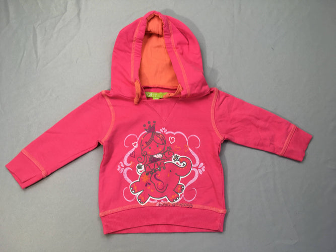 Sweat rose vif à capuche éléphant, moins cher chez Petit Kiwi