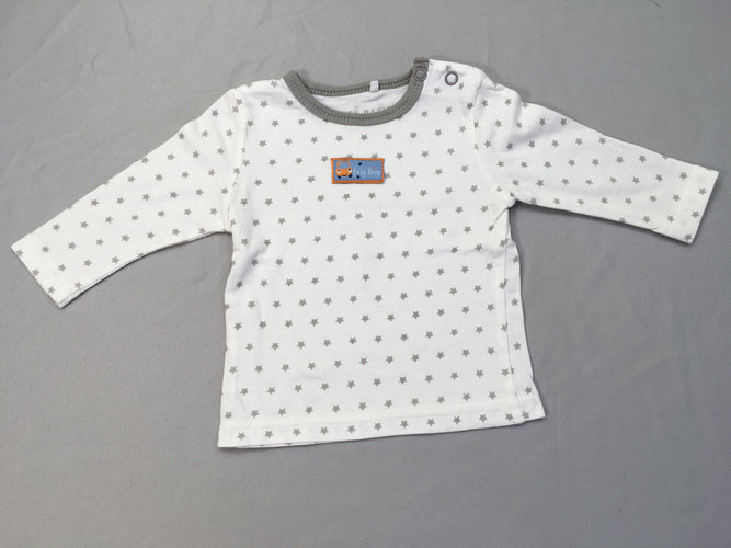 Chemisette ml blanche étoiles gris, moins cher chez Petit Kiwi