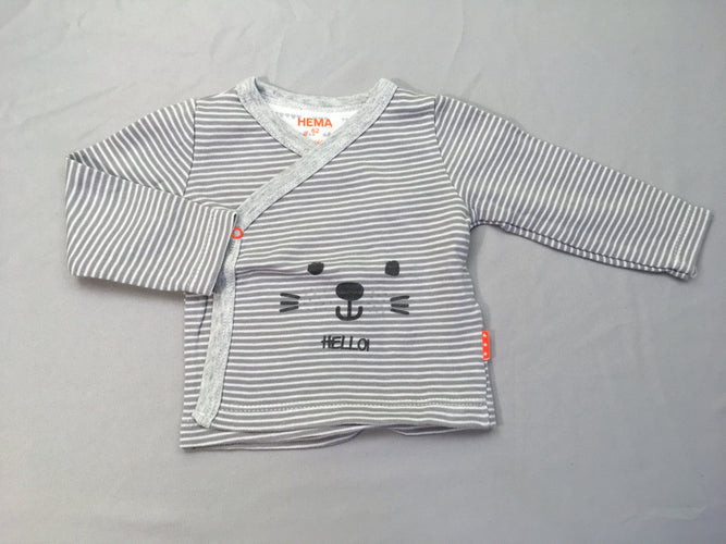 Brassière croisée gris rayé blanc Hello, moins cher chez Petit Kiwi