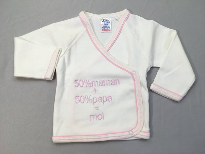Brassière croisée blanc/rose 50%+50%=moi + bavoir, moins cher chez Petit Kiwi