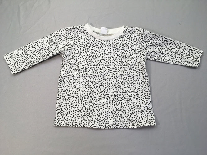T-shirt m.l blanc pois gris foncé, moins cher chez Petit Kiwi