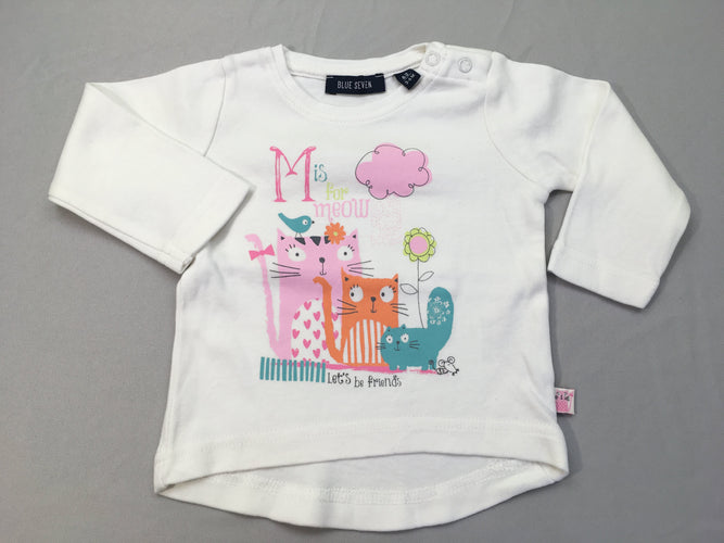 T-shirt m.l blanc chat, moins cher chez Petit Kiwi