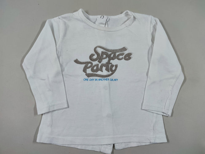 T-shirt m.l blanc "Space party" (petite tâche sur la manche), moins cher chez Petit Kiwi