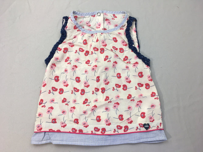 Blouse s.m blanche fleurs, moins cher chez Petit Kiwi