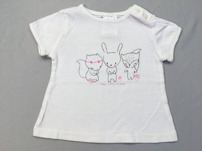 T-shirt m.c blanc animaux, moins cher chez Petit Kiwi