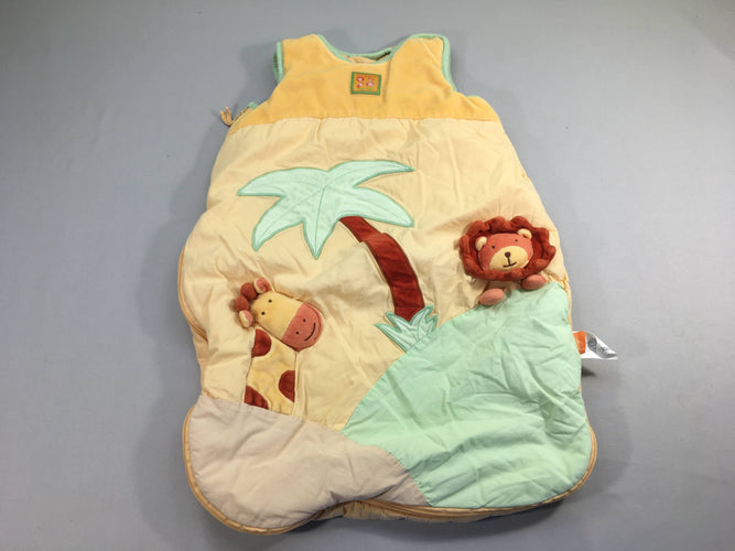 Sac de couchage s.m ouatiné jaune orangé animaux palmier, moins cher chez Petit Kiwi