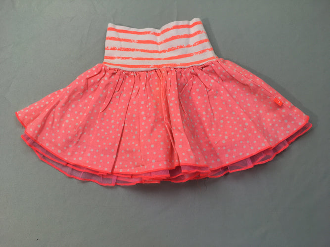 Jupe coton rose néon pois, moins cher chez Petit Kiwi