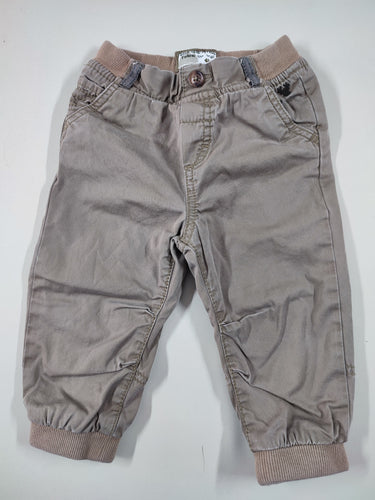 Pantalon brun taille et chevilles élastiques doublé jersey, moins cher chez Petit Kiwi