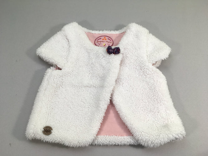 Gilet berger m.c blanc moutonné noeud, moins cher chez Petit Kiwi