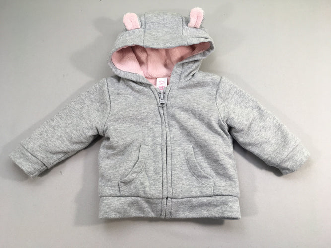 Sweat épais zippé gris chiné irisé doublé velours à capuche, moins cher chez Petit Kiwi