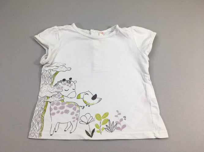 T-shirt m.c blanc girafe, moins cher chez Petit Kiwi