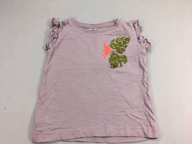 T-shirt m.c parme flammé feuilles seqins, moins cher chez Petit Kiwi