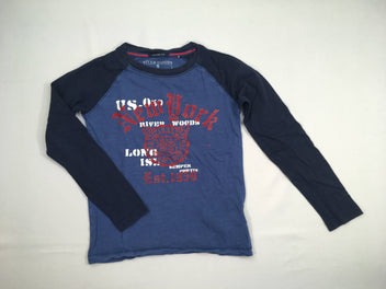 T-shirt m.l. bleu flammé New York-Custom Fit