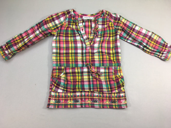 Robe m.l flanelle à carreaux rose/blanc/vert/anis, moins cher chez Petit Kiwi