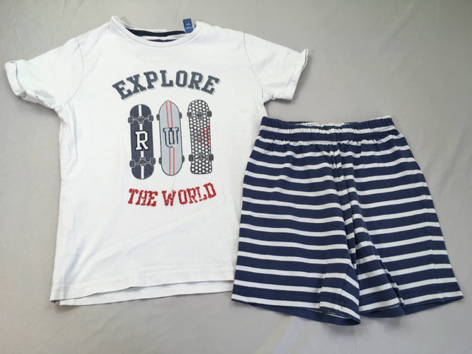 Pyjashort 2pcs jersey blanc explore, moins cher chez Petit Kiwi