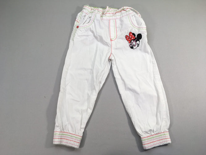 Pantalon léger blanc Minnie, moins cher chez Petit Kiwi