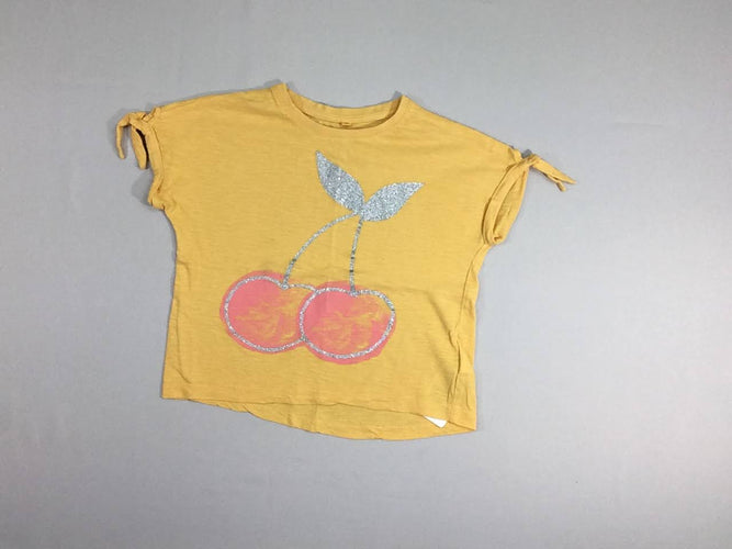 T-shirt m.c jaune flammé cerises, moins cher chez Petit Kiwi