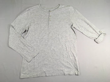 T-shirt m.l gris chiné boutons col manches ajustables