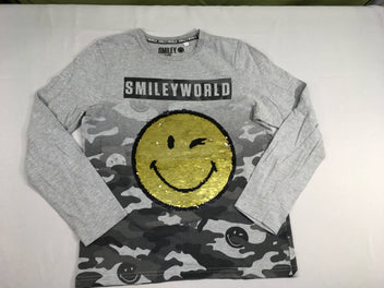 T-shirt m.l gris Smiley sequins réversibles