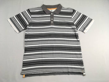 Polo jersey m.c gris rayé blanc Rucanor