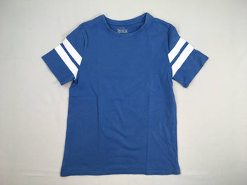 T-shirt m.c bleu manches rayé blanc