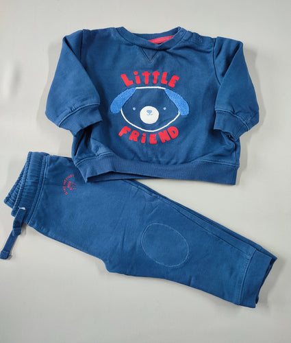 Sweat bleu "Little friend" + Pantalon molleton bleu"Give me five", moins cher chez Petit Kiwi