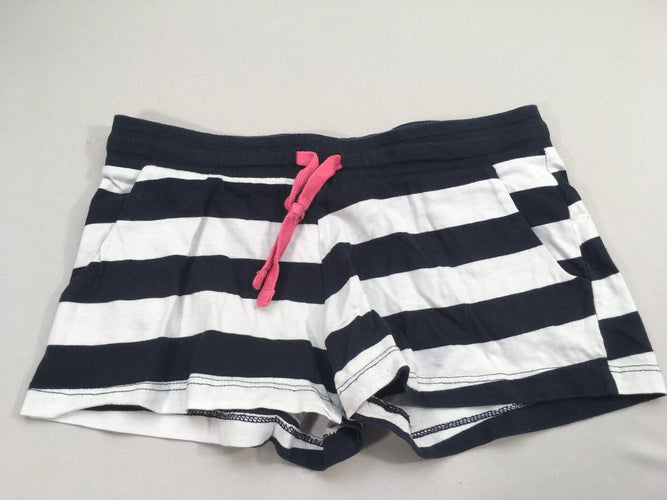 Short jersey blanc rayé bleu foncé, moins cher chez Petit Kiwi