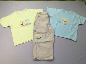 2 T-shirt m.c bleu-vert Winnie + Pantalon beige